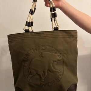 Stylish Tan Tote Bag with Brown Interior
